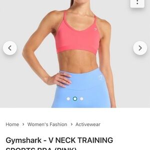 Gymshark V-Neck Sports Bra Coral Pink sz small